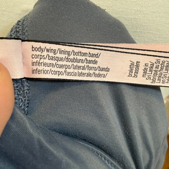 Victoria’s Secret Blue-Gray Plunge Bralette Size Large B85 Pullover Wireless - Picture 7 of 11